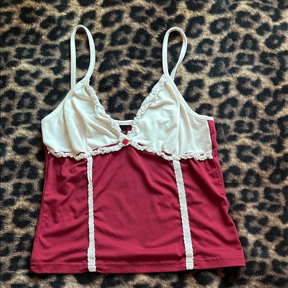 Burgundy and White Tank